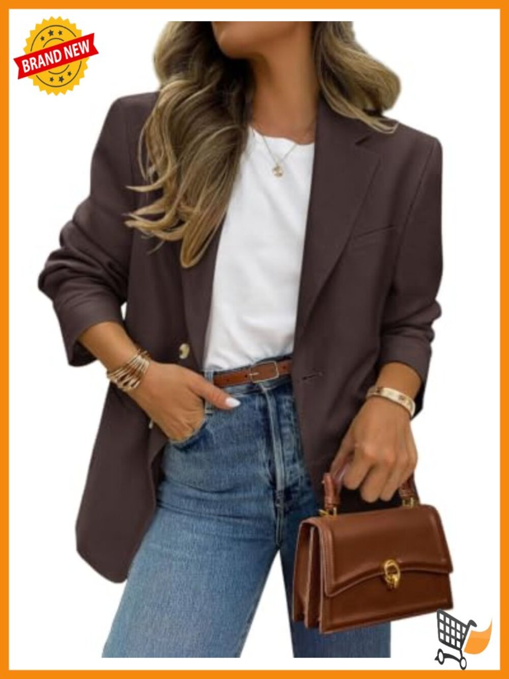 Women's Open Front Blazer Long Sleeve Business Casual Button Notch Lapel